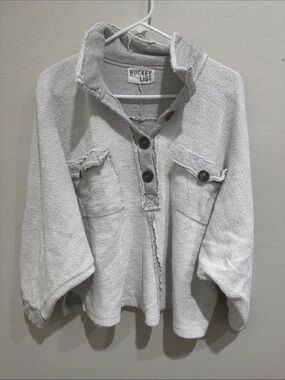 BUCKETLIST Heather Gray Button-Front Pullover Jacket